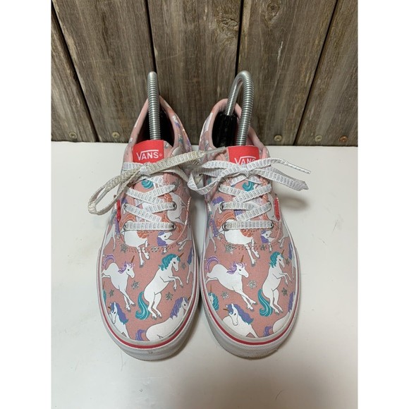 VANS OFF THE WALL Girls Pink UNICORN SPARKLE Shoe Size 5 - Picture 2 of 9